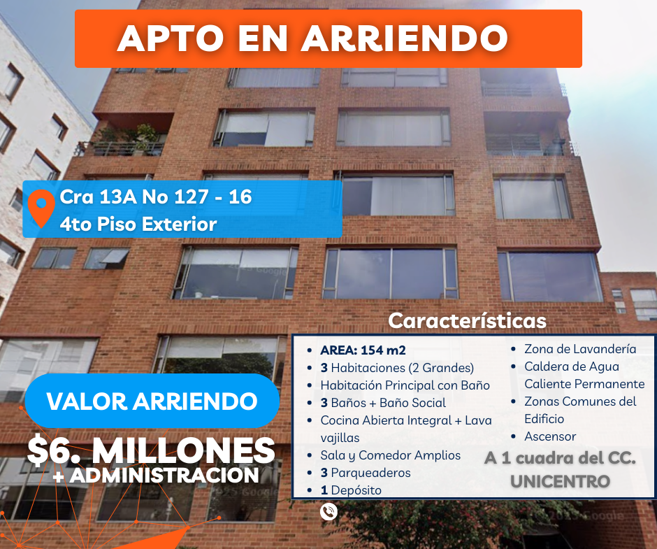 Arriendo de Apartamento – Barrio La Carolina, Sector Unicentro Bogotá