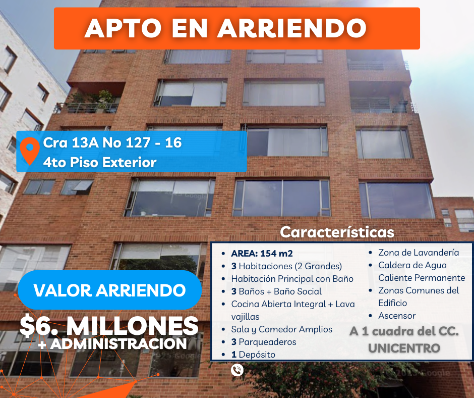 Arriendo de Apartamento – Barrio La Carolina, Sector Unicentro Bogotá Arriendo de Apartamento – Barrio La Carolina, Sector Unicentro Bogotá