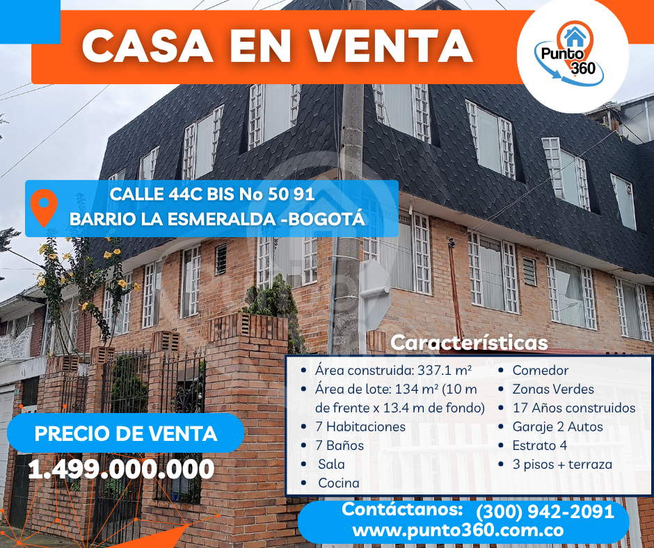 Espectacular Casa Esquinera en Venta Barrio La Esmeralda Bogotá Espectacular Casa Esquinera en Venta Barrio La Esmeralda Bogotá