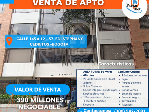 VENTA DE APARTAMENTO EN CEDRITOS – BOGOTÁ