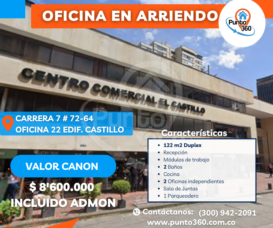 Se Arrienda oficina amoblada en chapinero Alto Bogotá Apartamento en venta – Barrio Alcázares, Bogotá