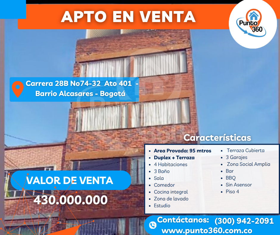 Apartamento en venta – Barrio Alcázares, Bogotá