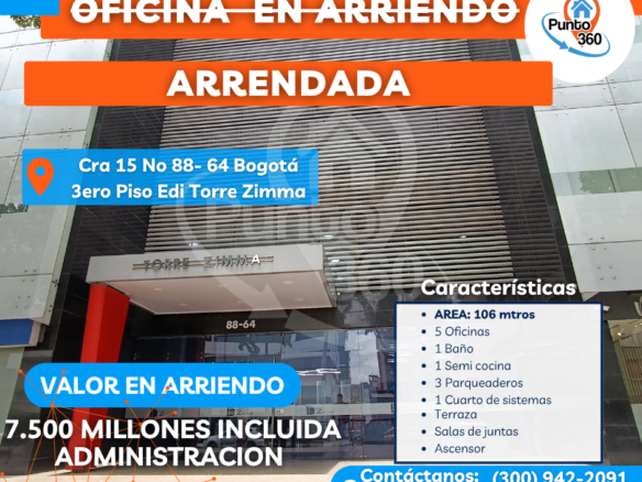 Oficina en Arriendo o Venta en Torre Zimma - Excelente ubicación en Bogotá
