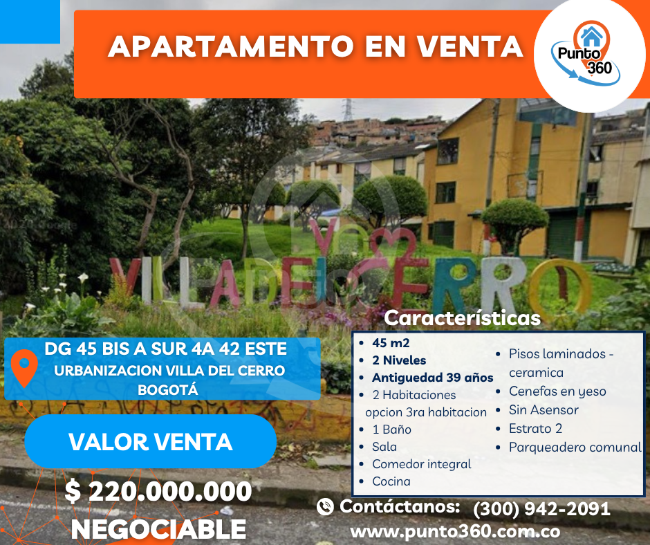 Apartamento en Venta – Urbanización Villa del Cerro sur de Bogotá