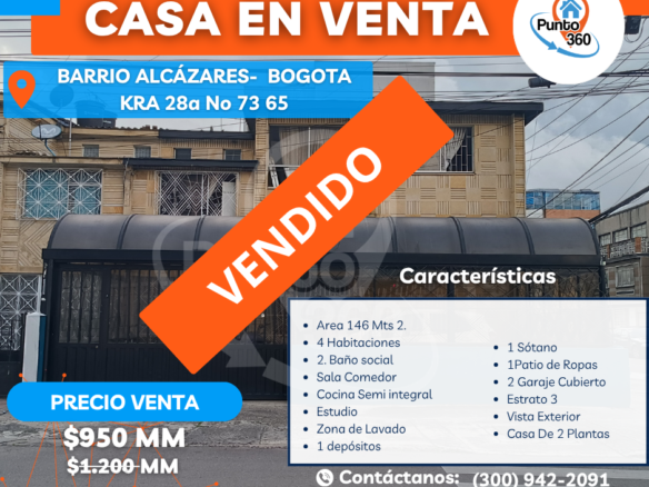 Venta de Casa Esquinera en Alcázares Occidente de Bogotá